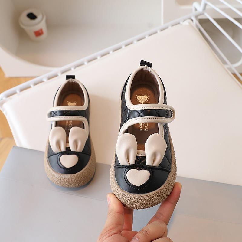 

Kids Cute Bunny Ear Mary Jane Shoes Soft Non Slip Casual Toddler Leather Flats 21 чёрный