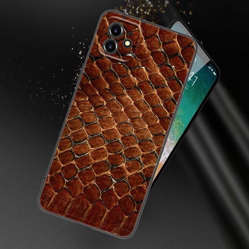 

Модный чехол для телефона из змеиной кожи для Apple iPhone 13 12 Mini 11 Pro XS Max XR X 8 7 6S 6 Plus SE 2022 2020 5S 5, мягкий черный чехол iPhone 5 5S SE
