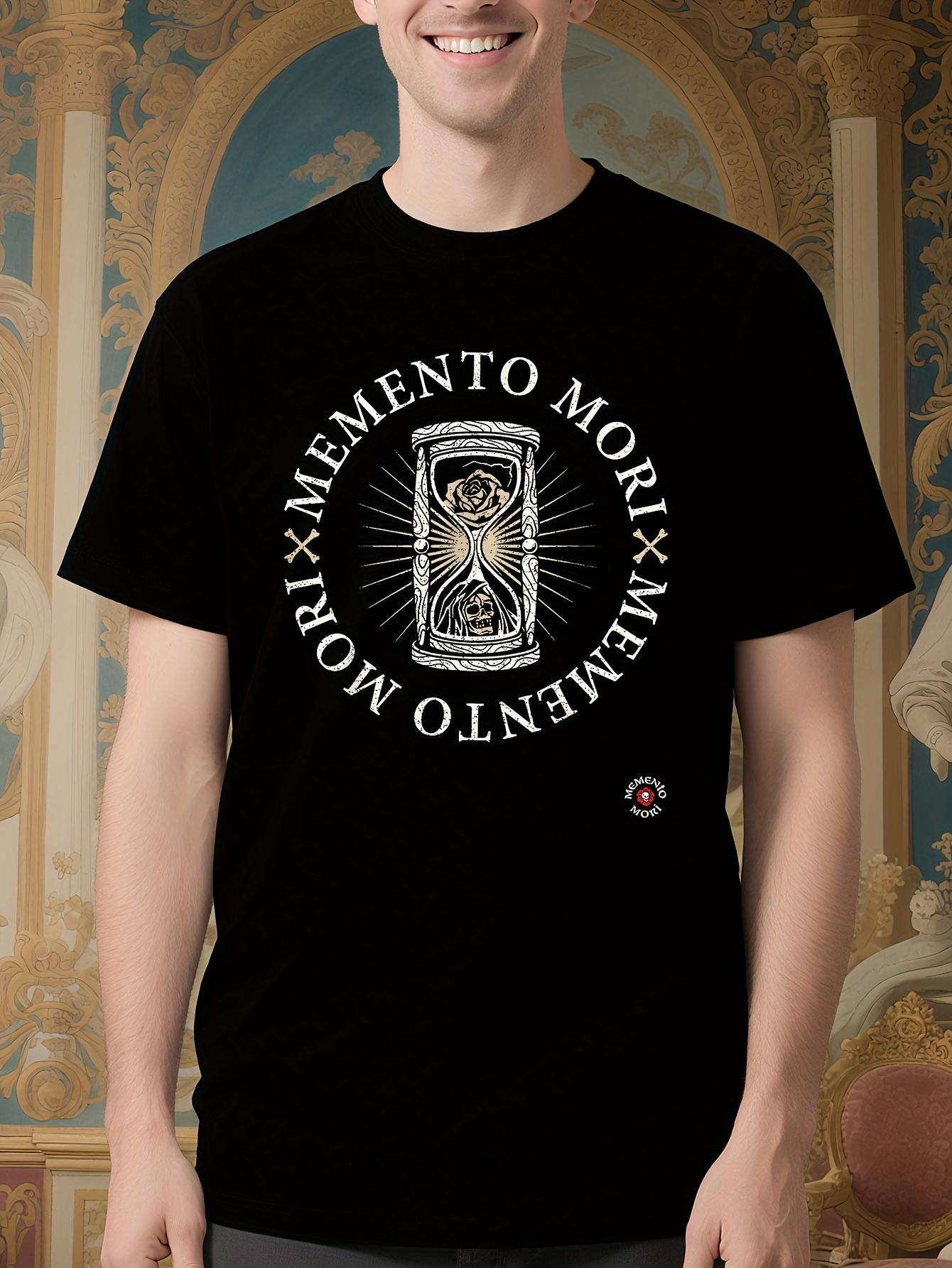 Memento Mori Death Timer Graphic Tshirt for Men - Black C... L