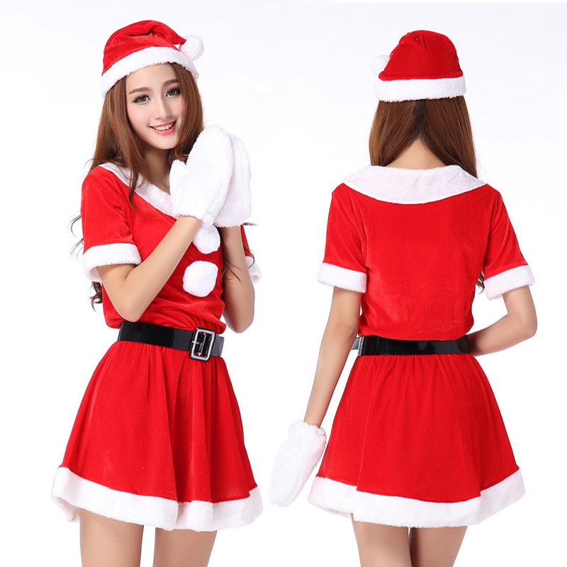 Festive Lingerie Set: Christmas Costume with Nightgown & Gloves