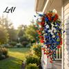 UV Resistant Flowers Patriotic Hanging Basket Red White Blue Artificial for America's 250th Anniversary Fade Outdoor Indoor Decor Weatherproof