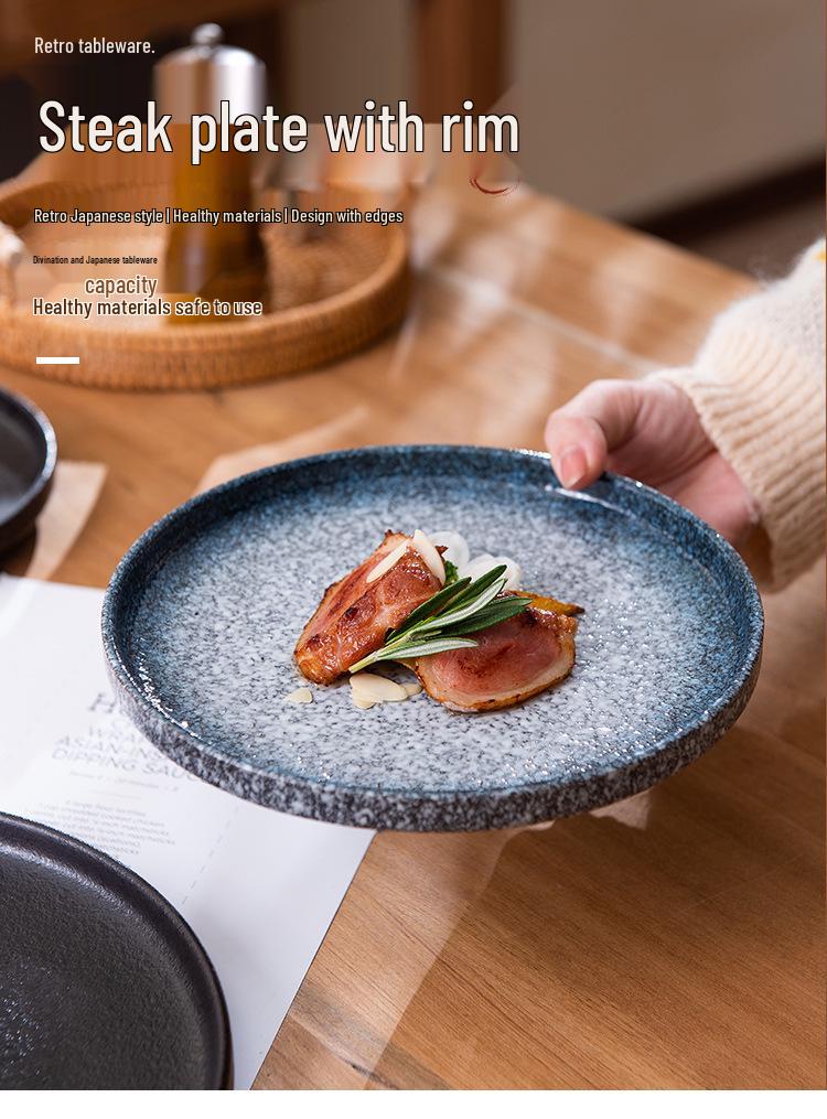 High-Grade Ceramic Steak and Pasta Plate - Elegant Tableware for Household and Hotel Use