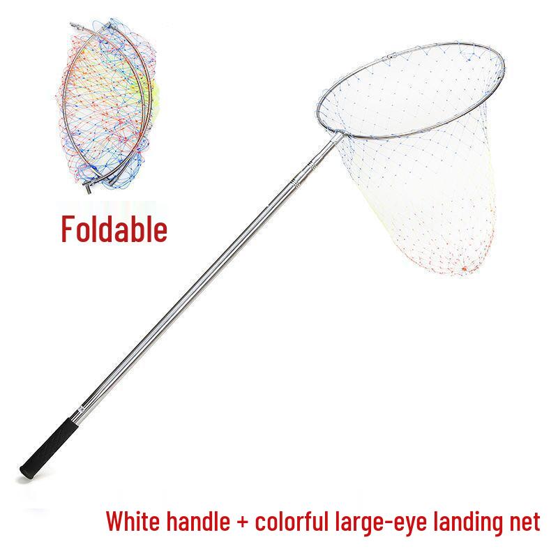 Teleskopische Edelstahl-Kescherstange zum Angeln, verstellbar von 1,9 m bis 5 m