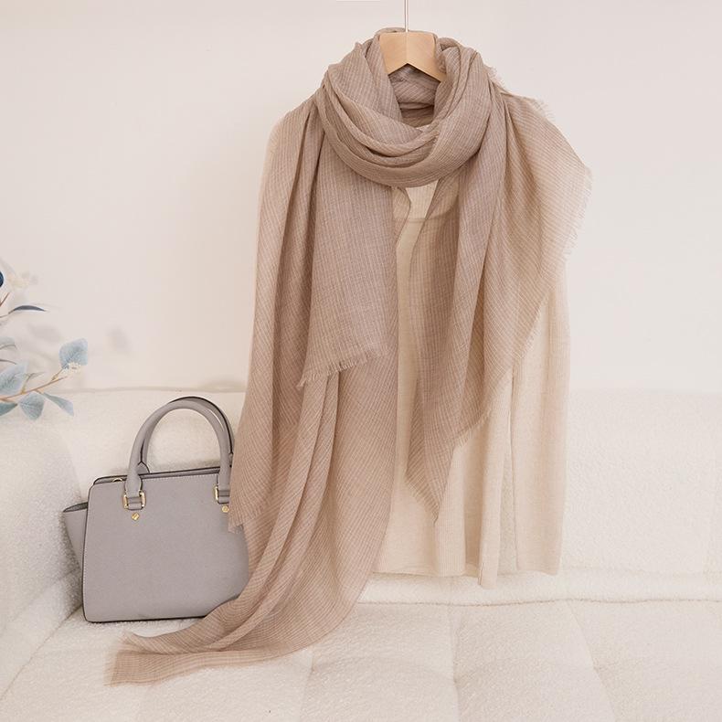 Inner Mongolia Water Soluble Cashmere Vertical Stripe Scarf - Women's Sunscreen Neck Warmer and Versatile Winter Shawl