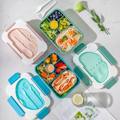 1350 ML Öğle Yemeği Kutusu Çatal Kaşık 5 Bölme Sos Kutusu Mikrodalga Güvenli Gıda Sınıfı Okul Öğrencileri Bento Gıda Kabı Mutfak Malzemeleri