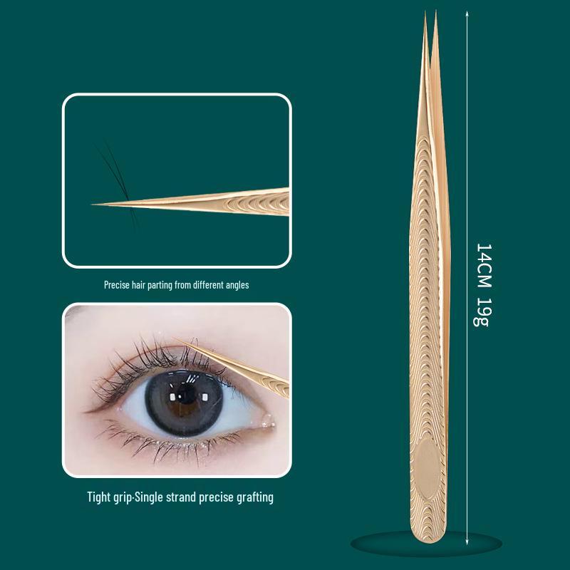 Gold-Plated Precision Eyelash Grafting Tweezers Set