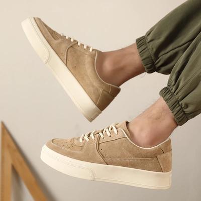 Nuevos Zapatos Vulcanizados para Hombre Ante de Vaca Hechos a Mano con Cordones Zapatos Casuales Zapatos de Lona para Patineta Hombre Zapatillas Verdes Hombre