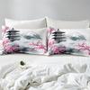 2/3pcs Japanese Fuji Mountain Bedding Set Pink Cherry Blossom Chureito Pagoda Bedding Duvet Cover Set Exotic Sakura Flower