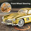 1:24 Scale 300SL 500K Car Toy Model Sound Light Doors Opened Classic Cars Alloy Diecast Shock Absorption Models Kids Presents