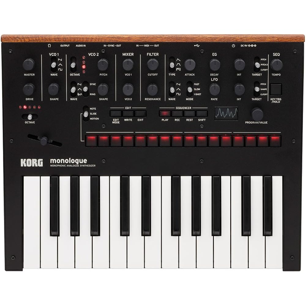 KORG monophonic analog synthesizer, monologue BK, black, 25 keys, 16 step sequencer, oscilloscope...