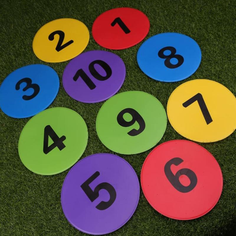 Marcatori Puntuali in Gomma per Sport Numeri da 1 a 10 Giocattoli per l'Integrazione Sensoriale Bambini Adulti Pallacanestro Calcio Allenamento di Velocità e Agilità