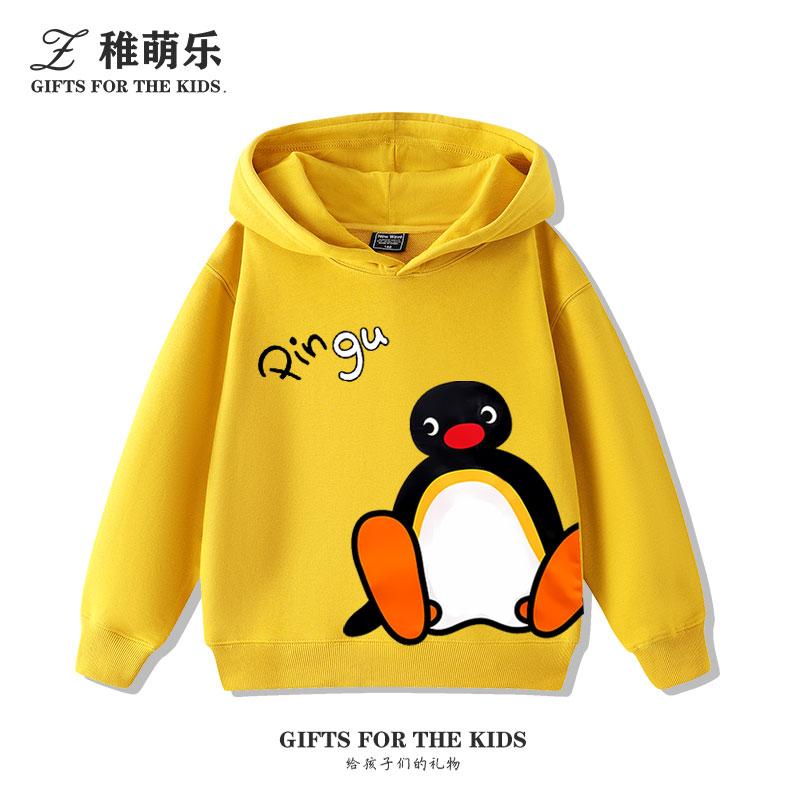 

Класичний мультяшний пінгвін Родина Ретро PINGU Сувенірна толстовка з капюшоном для дівчинки Дитячий осінньо-зимовий милий одяг 160
