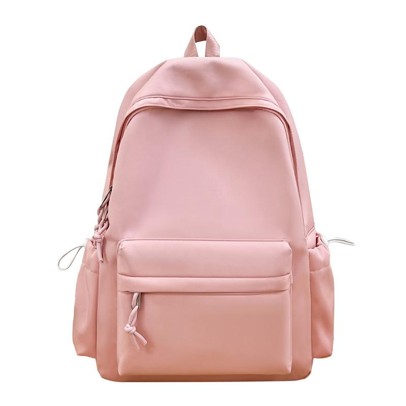 Schoolbag Solid Color Simple Backpack Printable Logo Casual Canvas Backpack Large Capacity Junior High School High School Student School Bag