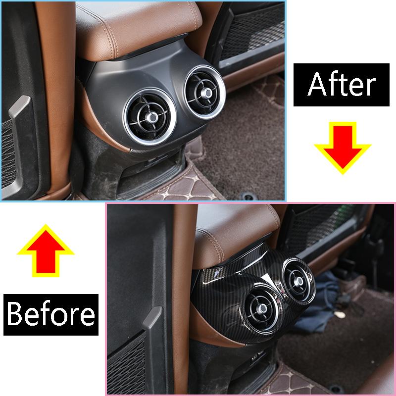 Estilo Fibra Prata/Carbo Para Alfa Romeo Stelvio(949)2017-19 ABS plástico traseiro ar condicionado saída de ventilação guarnição da tampa