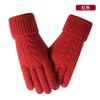 Touch screen gloves women's winter outdoor riding warm and cold-proof piled thickened flat machine jacquard, knitted gloves