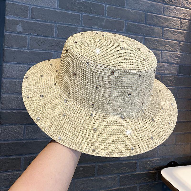 Summer skin-friendly and breathable versatile sun hat, new handmade diamond fashion fisherman hat outdoor outing hat
