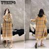 Women's Coats and Jackets Fashion Women's Plaid Double-Breasted Woolen Coat Ladies Overcoat