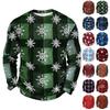 Men's Casual Knit Long Sleeve Neck Shirt with Christmas Print for Holiday and Everyday Wear