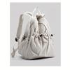 Lightweight Nylon Backpack for Women - Adjustable Straps, Multiple Compartments, Drawstring Closure, Khaki/White/Black, Casual Style