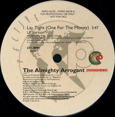12inch Record ALMIGHTY ARROGANT  Lay Tight PSPRO00278PROMO SILAS 1996 US Rap  HipHopRB Used