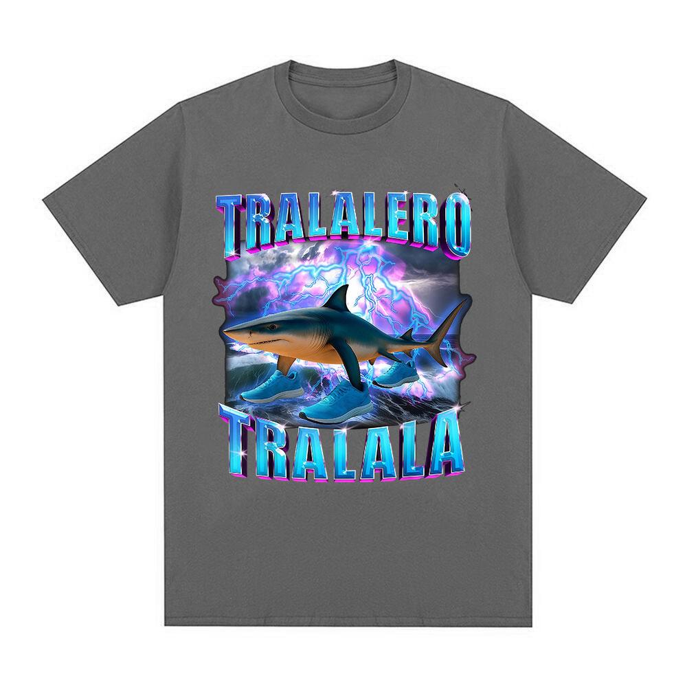 Tralalero Tralala Italian Brainrot Funny Shark Meme Graphic T-shirts Men's Women Clothing Fashion T Shirts Summer Cotton T Shirt