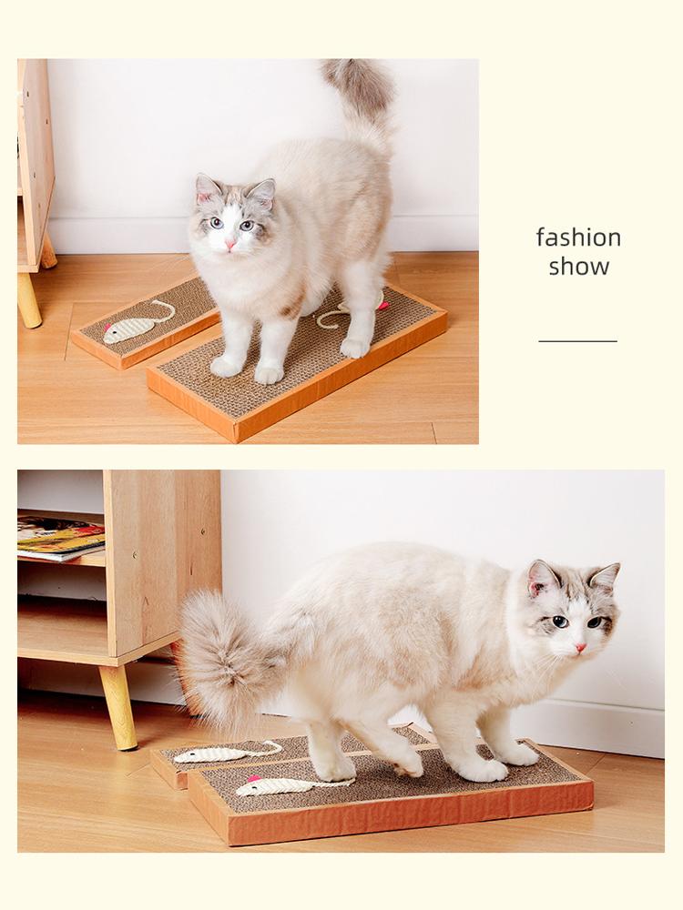 Sisal Corrugated Paper Cat Scratcher Rectangular Mouse Pattern Pet Claw Grinding Pad Kitten Self Play Toy For Indoor Household
