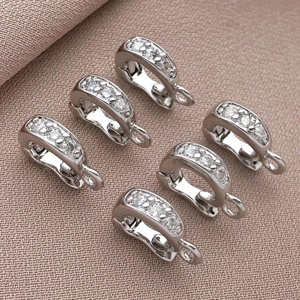 18K Gold Plated Zircon-Inlaid Openable Clasp for DIY Pearl Necklace Jewelry