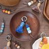 Tibetischer Regenbogen-Quasten-Anhänger Schlüsselanhänger Perlen Ethnischer Stil mit Natürlichem Holz Taschenanhänger Schuhdekoration mit