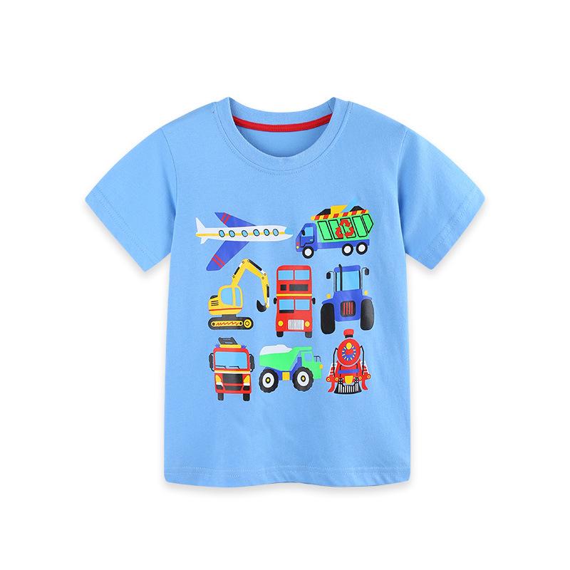 26 Summer Boys  Cartoon Print Cotton T-Shirt - Short Sleeve, Breathable Casual Top 3Y (100cm)