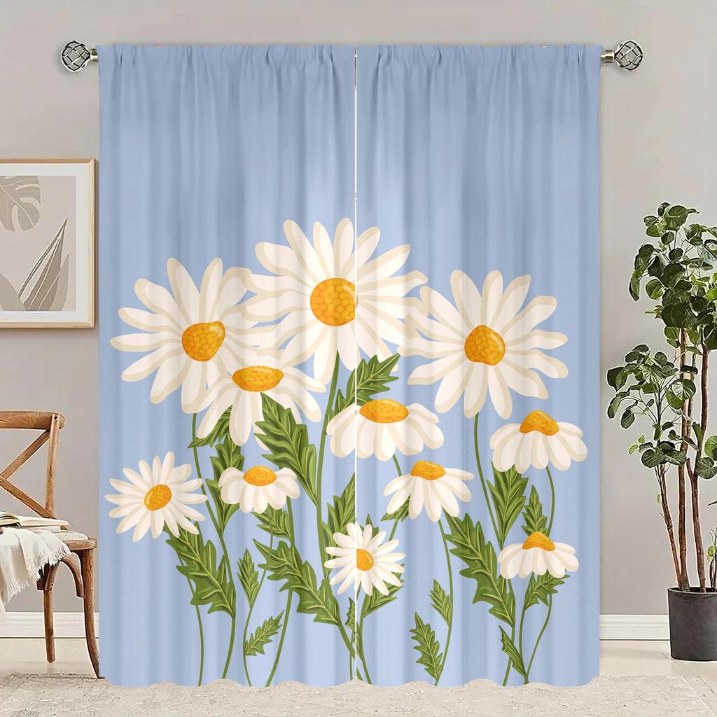 2 Pieces of Sunflower Print Curtain - Polyester Material - Suitable for Bedroom Living Room Study Room Anti-privacy Curtain