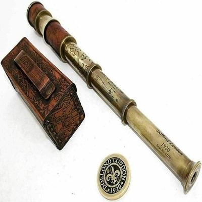 Brass Telescope with Leather Case Dollond London 1920 Nautical Pirate Spyglass Great Collectible Gift