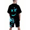 Summer Men's T-shirt Cartoon 3D Printed Pattern Breathable Lightweight Polyester Men's T-shirt Short Sleeved Shorts Set
