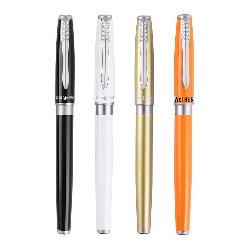 Hero 1511 Colorful Fountain Pen with Fine Dark Nib and Pull-out Converter for Student Writing Practice