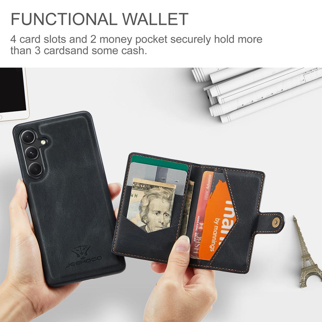 For Samsung Galaxy A14 4G/5G Case Leather+TPU Kickstand Phone Cover 2 in 1 Detachable