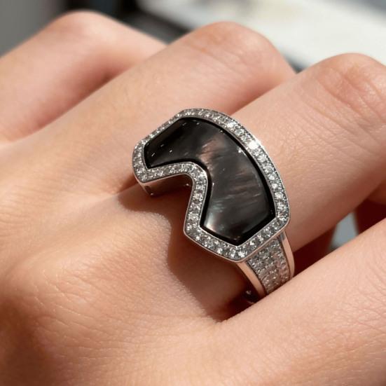 Anello Occhiali da Sci Strass Lucidi Anello da Dito Anello a Tema Sport Invernali 3D Accessorio Gioiello per Cappotto Invernale Regalo per Appassionato di Sci