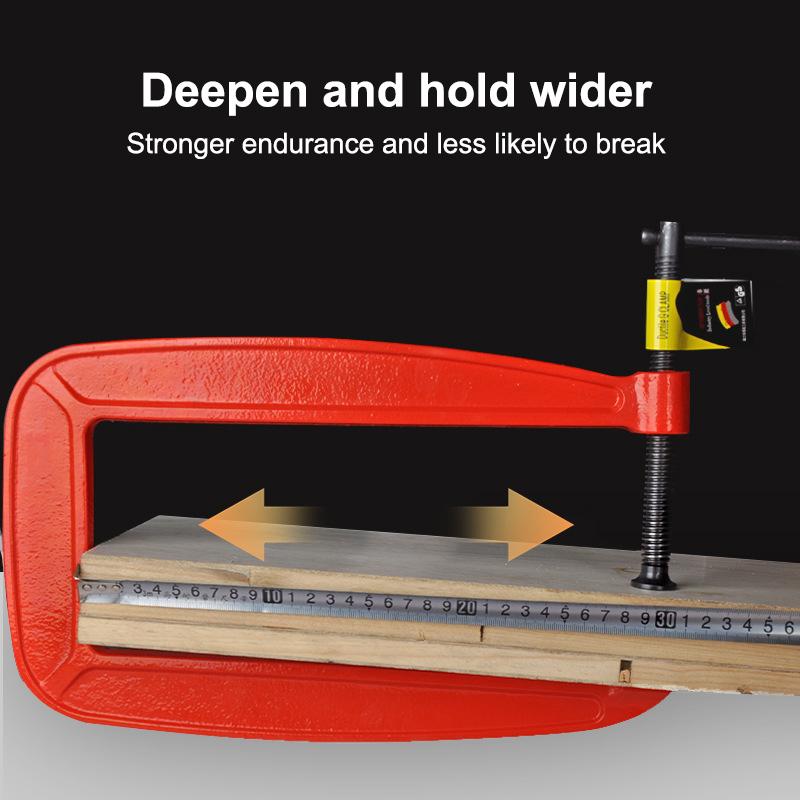 Heavy Duty Thickened G Clamp Deep Throat Stable Clamping Force for Metal Welding Wood Gluing Holding Processing Jobs