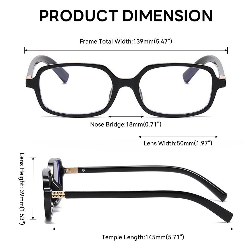 Karsaer Retro Rectangle Zero Power Computer Glasses for Gaming & Office Vintage 90s Narrow Frame Unisex Anti Glare And Blue Light Blocking UV400