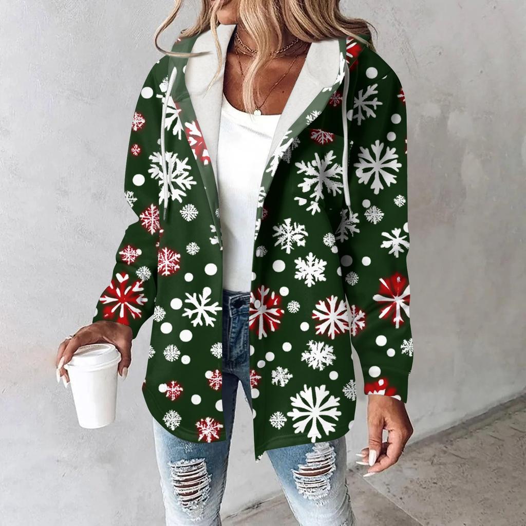 Damekåpe Casual Og Moteriktig Sammensatt Tykk Og Varm Trykt Hettejakke