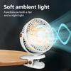 Home Portable Mini Desktop Fan USB Rechargeable Fan 5-Speed Wind and LED Light 360° Rotation 6 Inch Quiet Fan for Bedroom Office
