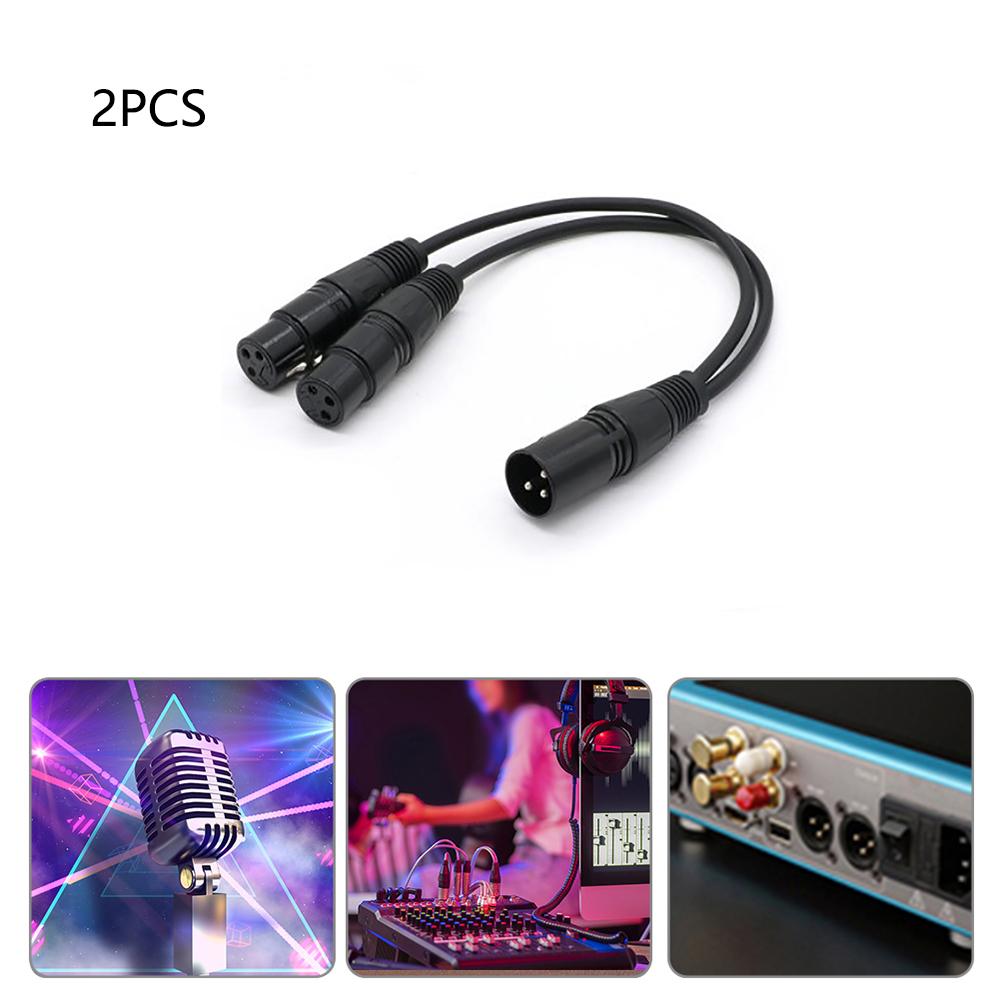 2 x Dual XLR Female to Male Mic Combiner Y Cord Microphone Splitter Cable  0.3m