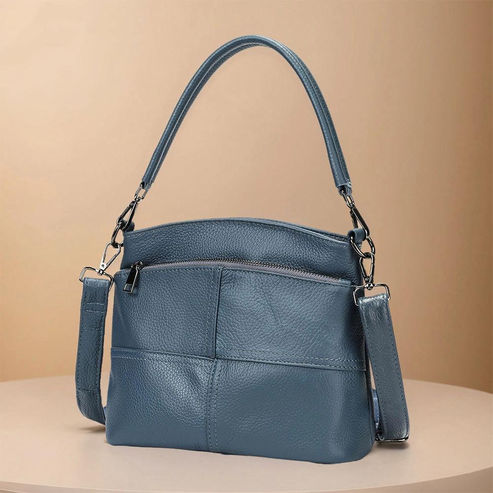 Vintage Women's Handbag Soft Genuine Leather Crossbody Shoulder Bag Square Solid Color Female Tote Lady Messenger Bags Underarm