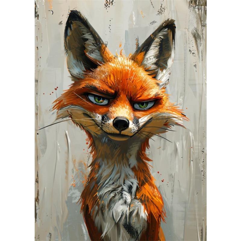 Abstract Art Funny Animals Rabbit Fox Donkey Cat Lion Canvas Posters and Prints Cartoon Animal Mural Canvas Wall Art Home Decor