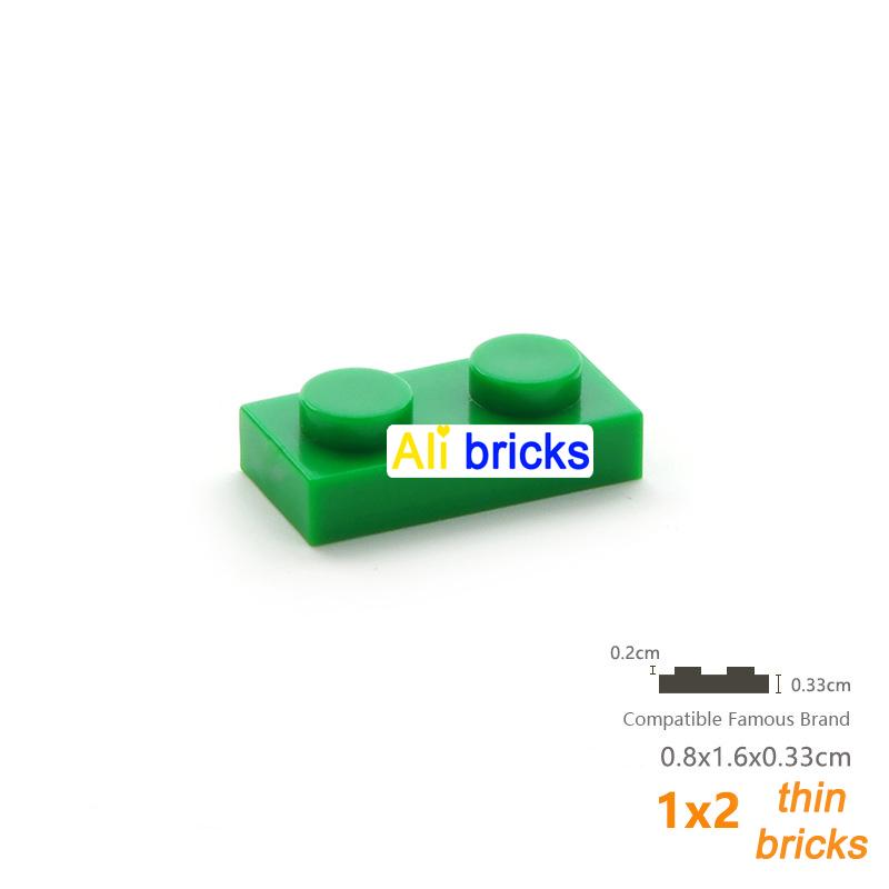 200pcs 1x2 Plate Brick Building Blocks Baseplate 3023 Accessories Bulk Parts Developing Classic MOC Brick Toys for Kids