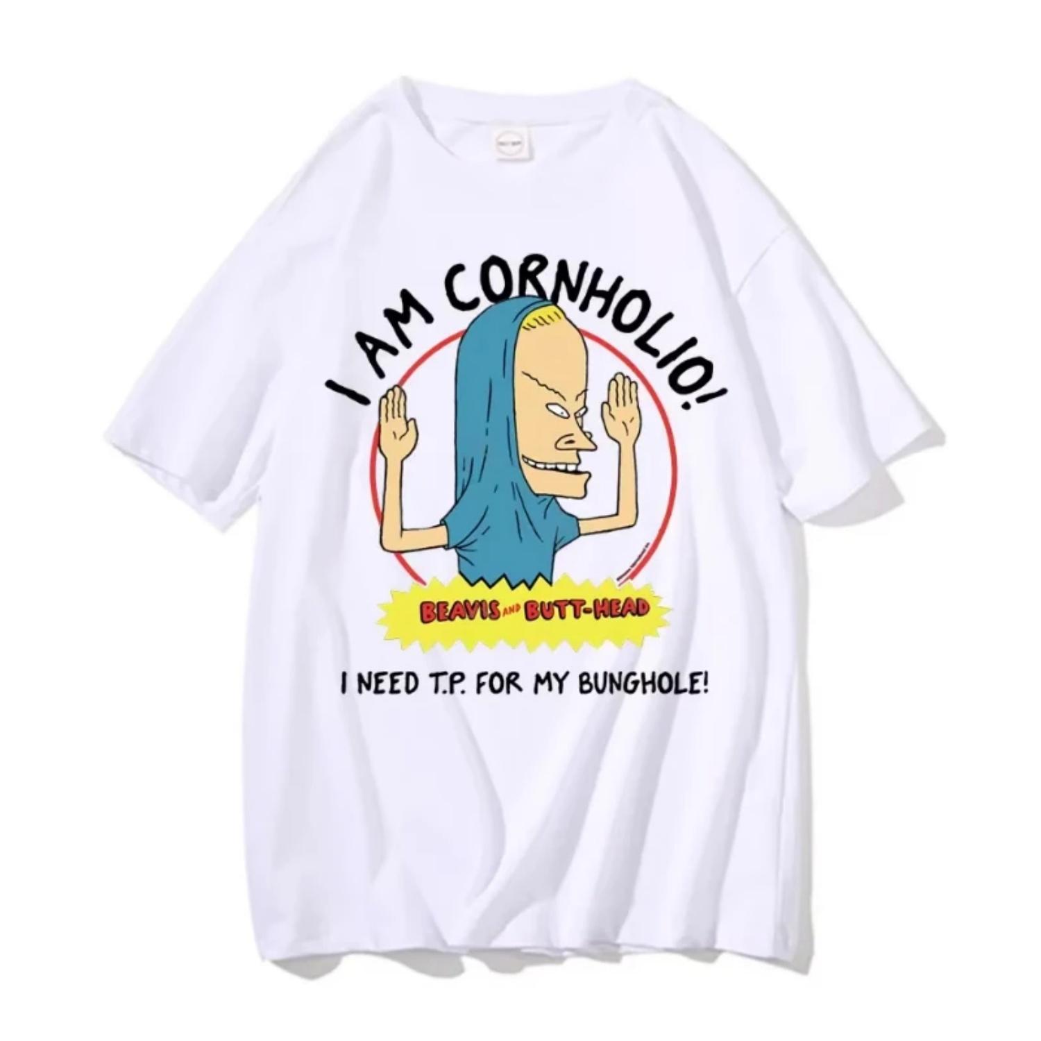 

Футболка I Am Cornholio Бивис Страшное Искусство Подарок Мужская Футболка с Коротким Рукавом Футболка Бивис и Баттхед Мне Нужна Бумага для Моей Задницы Футболка S чёрный