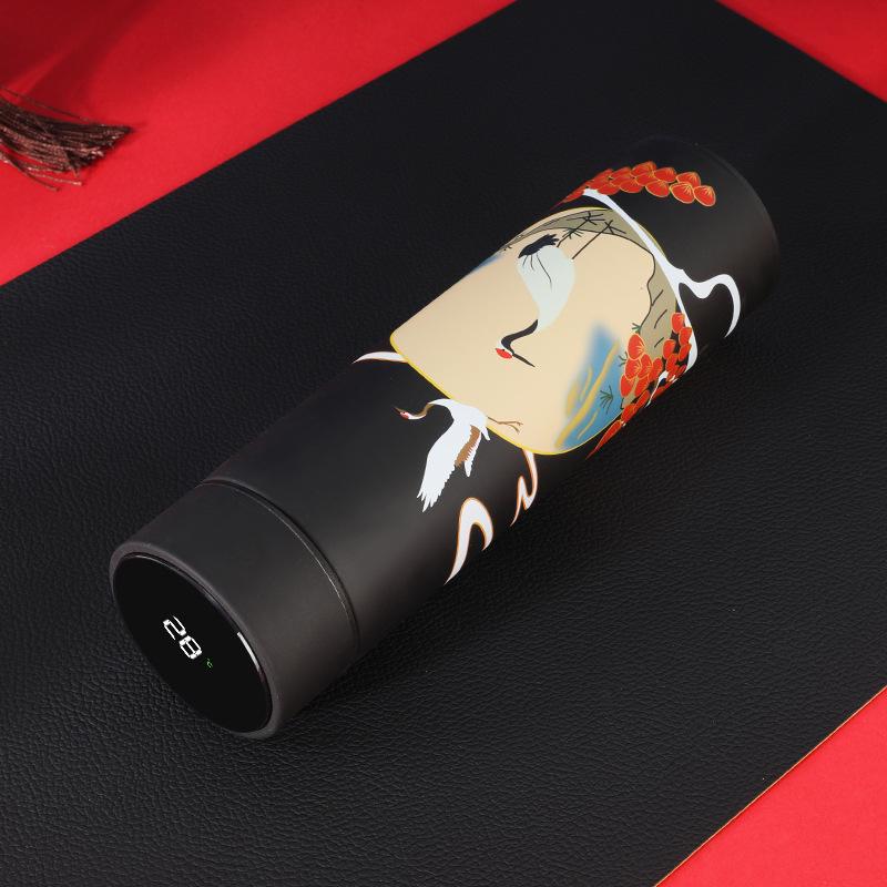 Chinese-Style Smart Insulated Water Cup with Temperature Display, Large Capacity, Customizable Logo, Business Gift