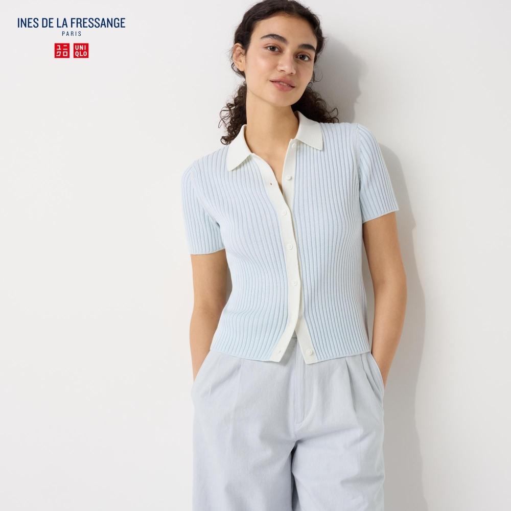 

Кардиган-поло в рубчик с короткими рукавами UNIQLO JAPAN