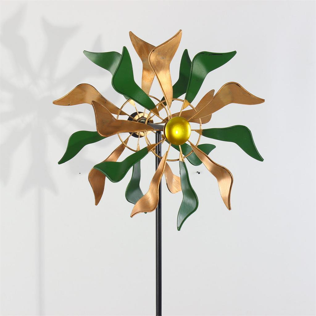 Garden and Patios Decorative Wind Spinner with Iron Flower Rotates 360 Degrees Durability Outdoor Colorful Ornaments