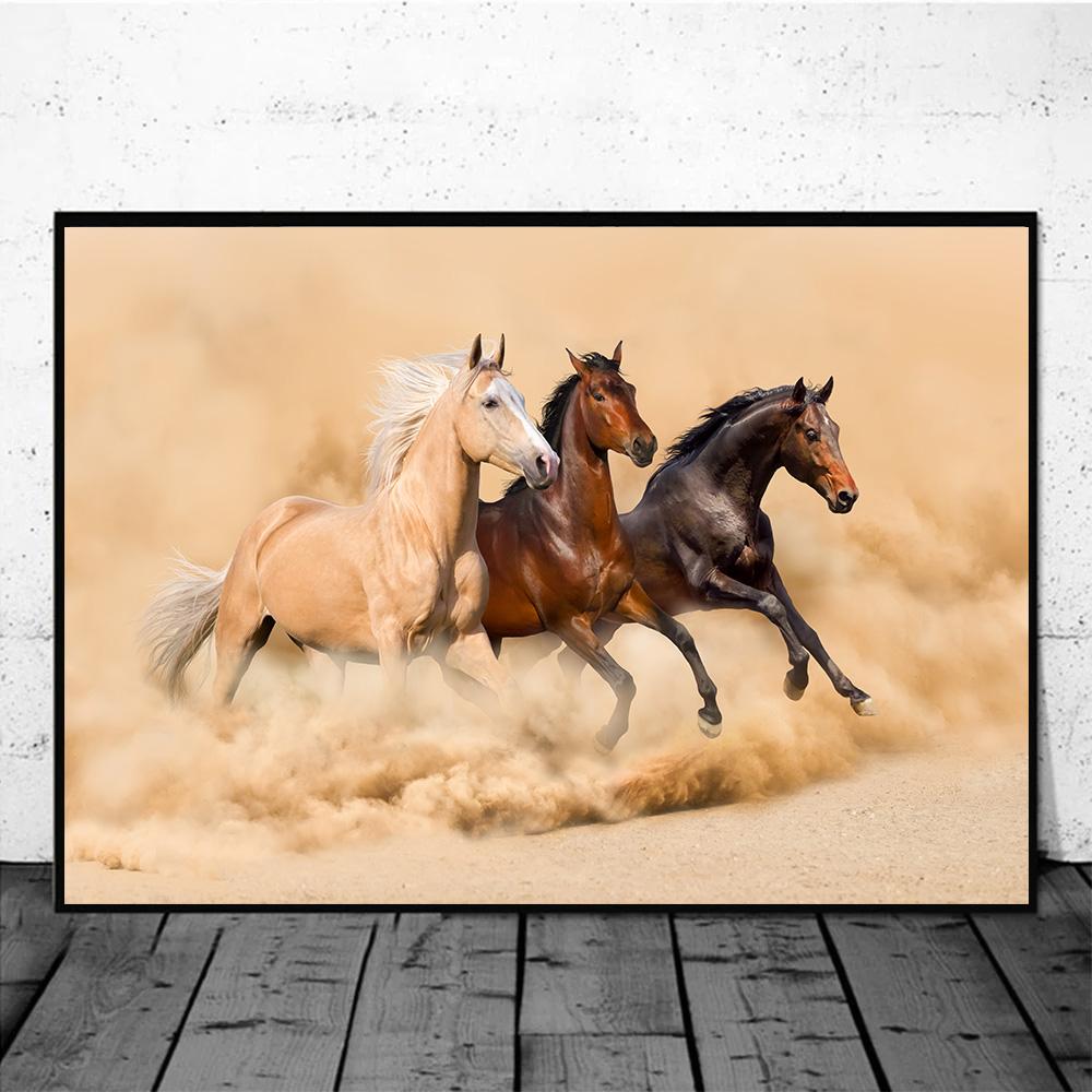 Horse Wall Art Posters Horse Running Canvas Art Print Painting Beautiful Horses Pictures for Modern Home Living Room Decoration