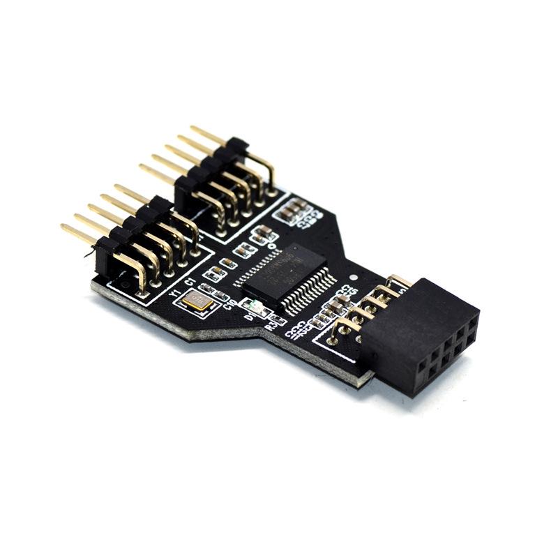 USB 2.0 Motherboard Hub: 9-Pin to Dual 9-Pin Expansion Adapter
