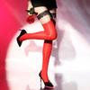 Color-Block Red Edge Lace Thigh-High Stockings Glossy Sexy Over-The-Knee Ultra-Thin Silky Pure Desire Temptation Black Silk Hors